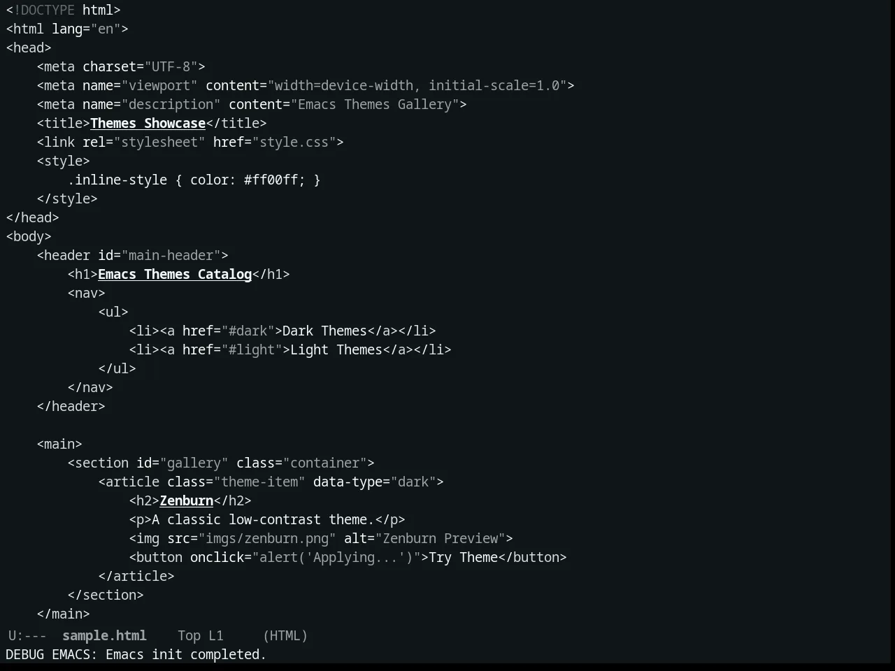 Constant Theme in html-mode