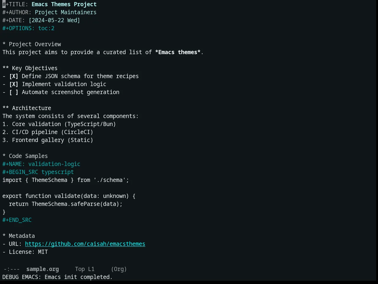 Constant Theme in org-mode