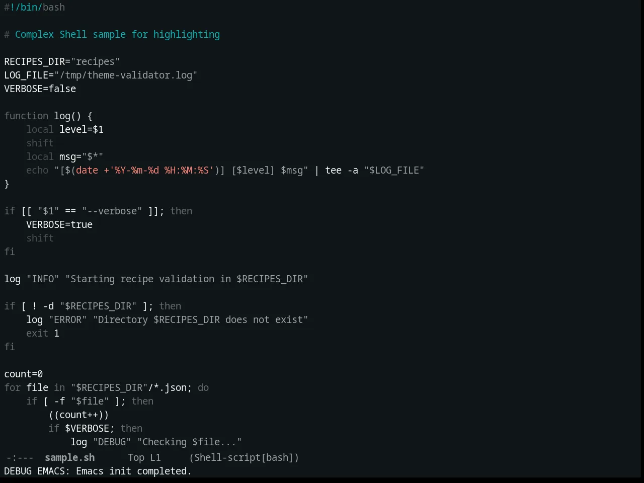 Constant Theme in sh-mode