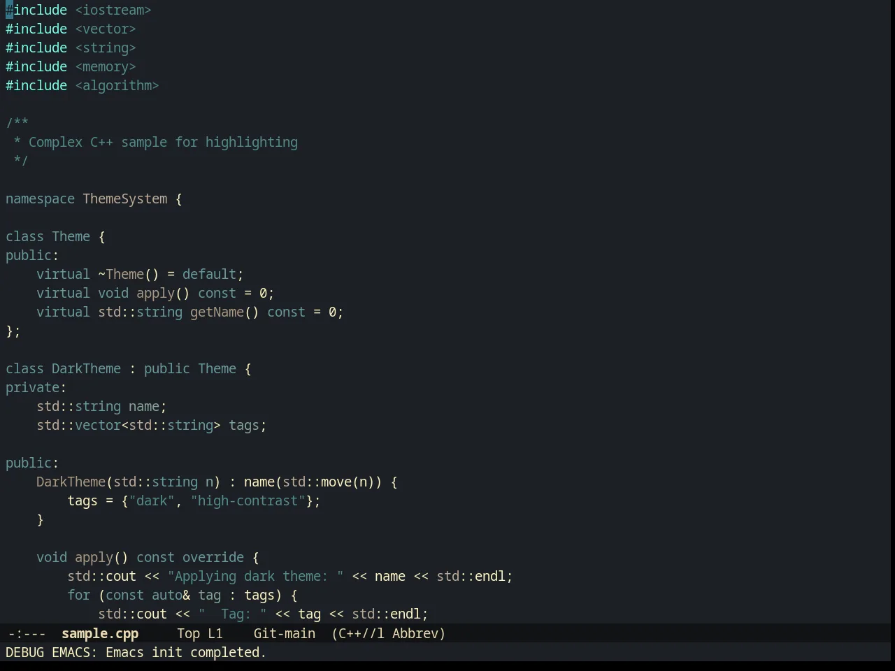 Creamsody Dark Theme in c++-mode