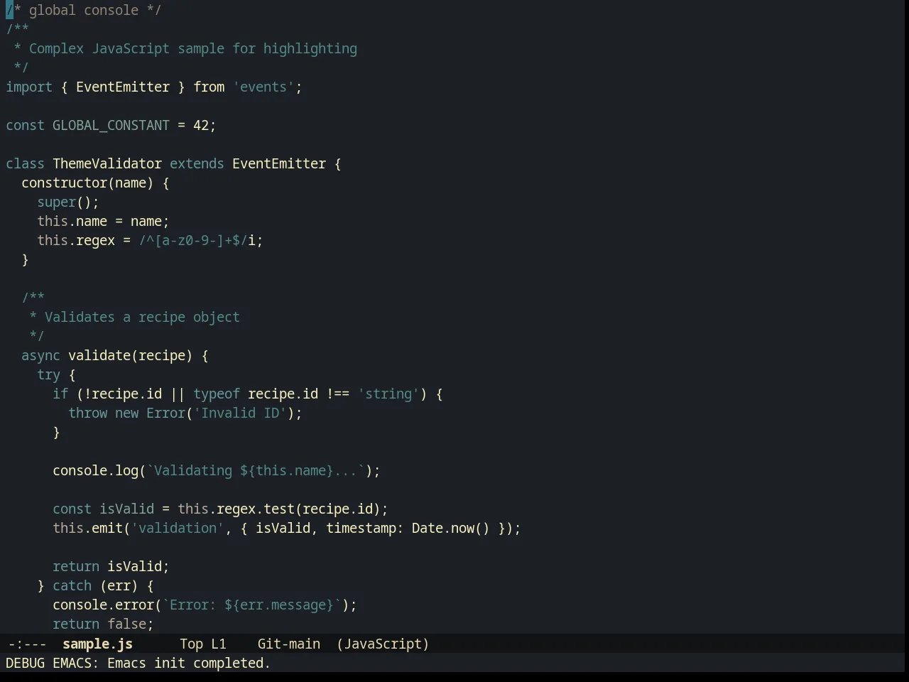 Creamsody Dark Theme in javascript-mode