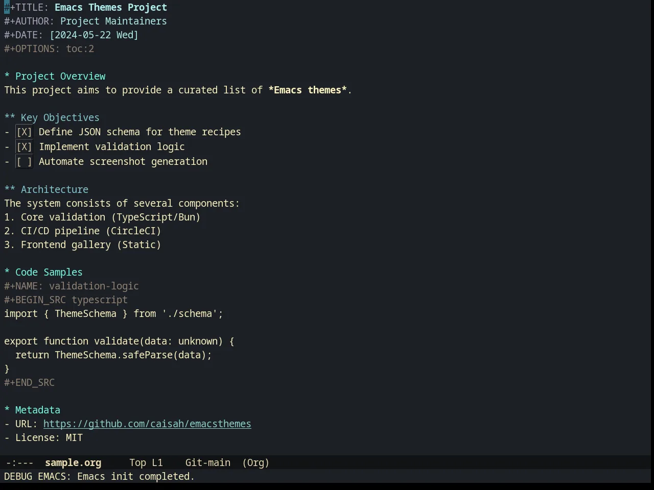 Creamsody Dark Theme in org-mode