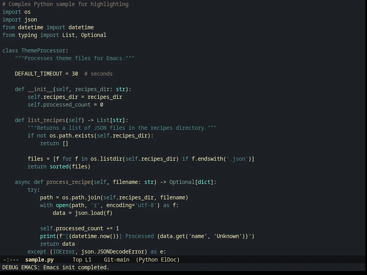 Creamsody Dark Theme in python-mode