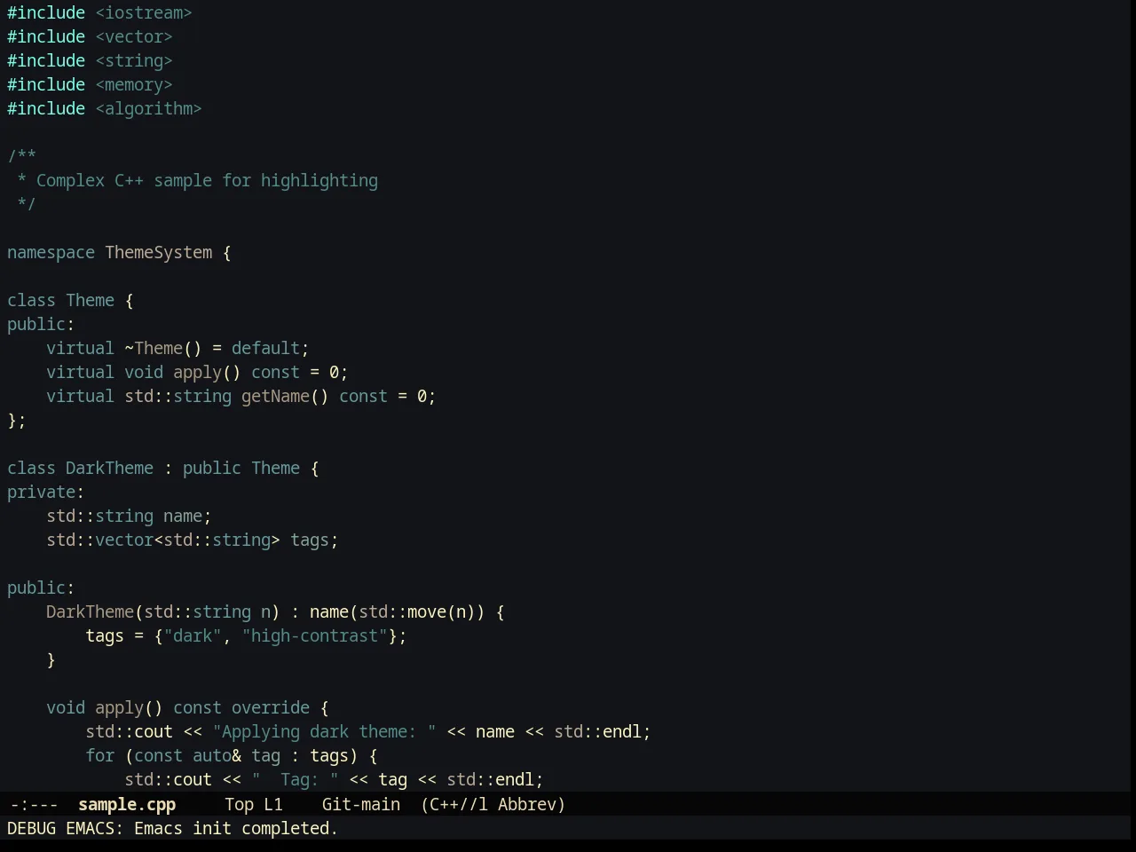 Creamsody Darker Theme in c++-mode
