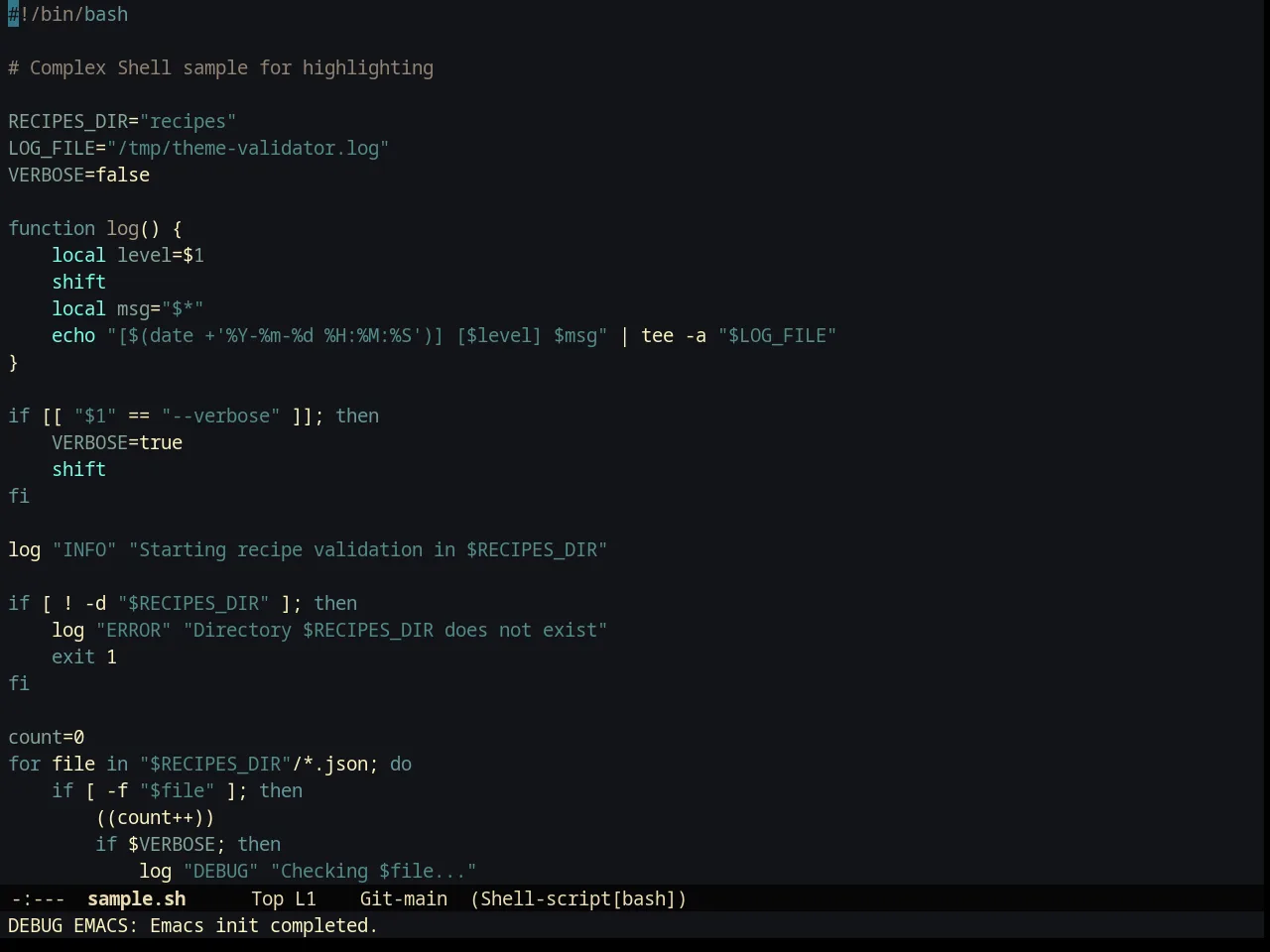 Creamsody Darker Theme in sh-mode