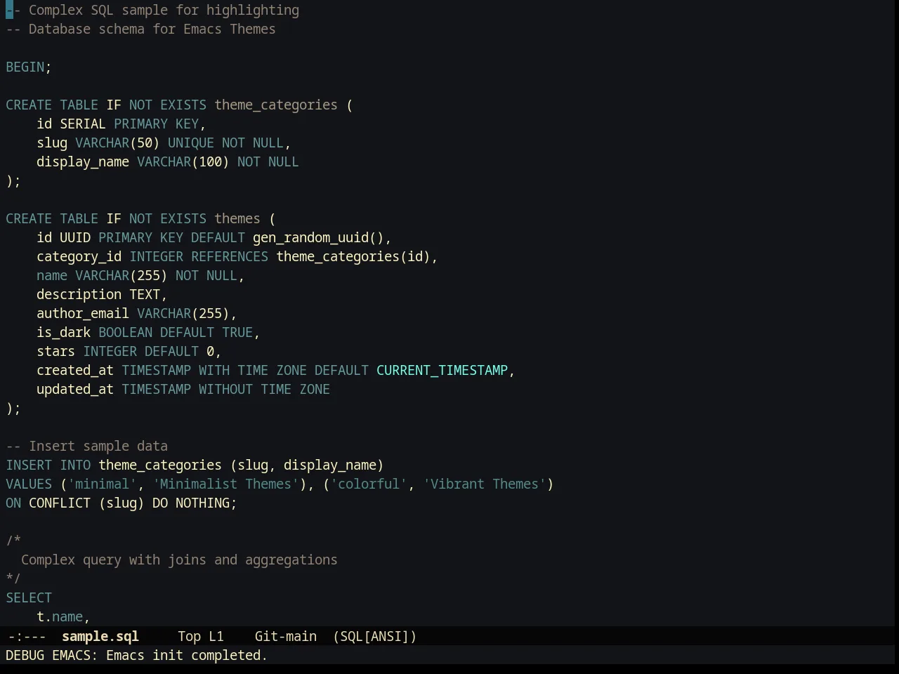 Creamsody Darker Theme in sql-mode