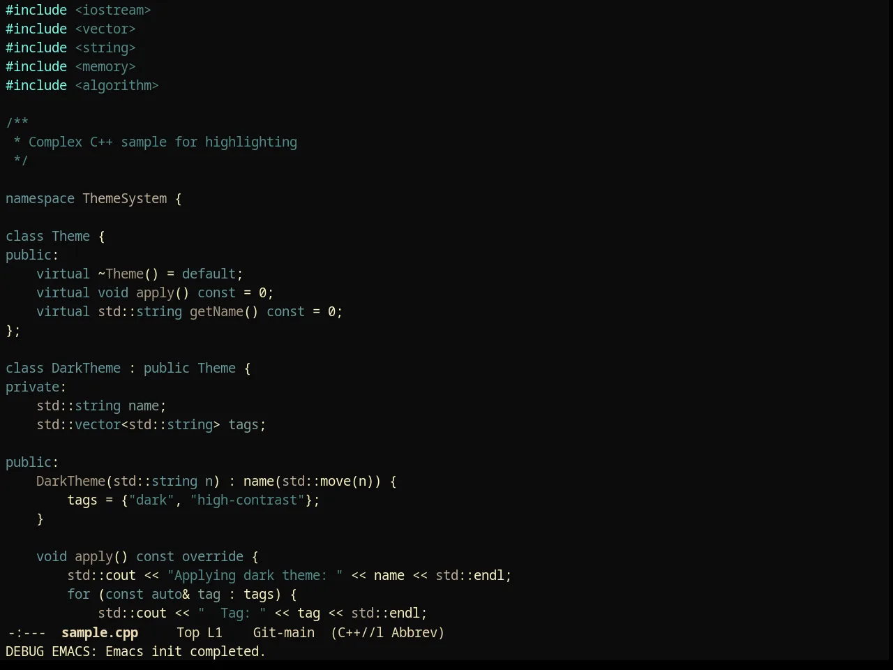 Creamsody Obsidian Theme in c++-mode