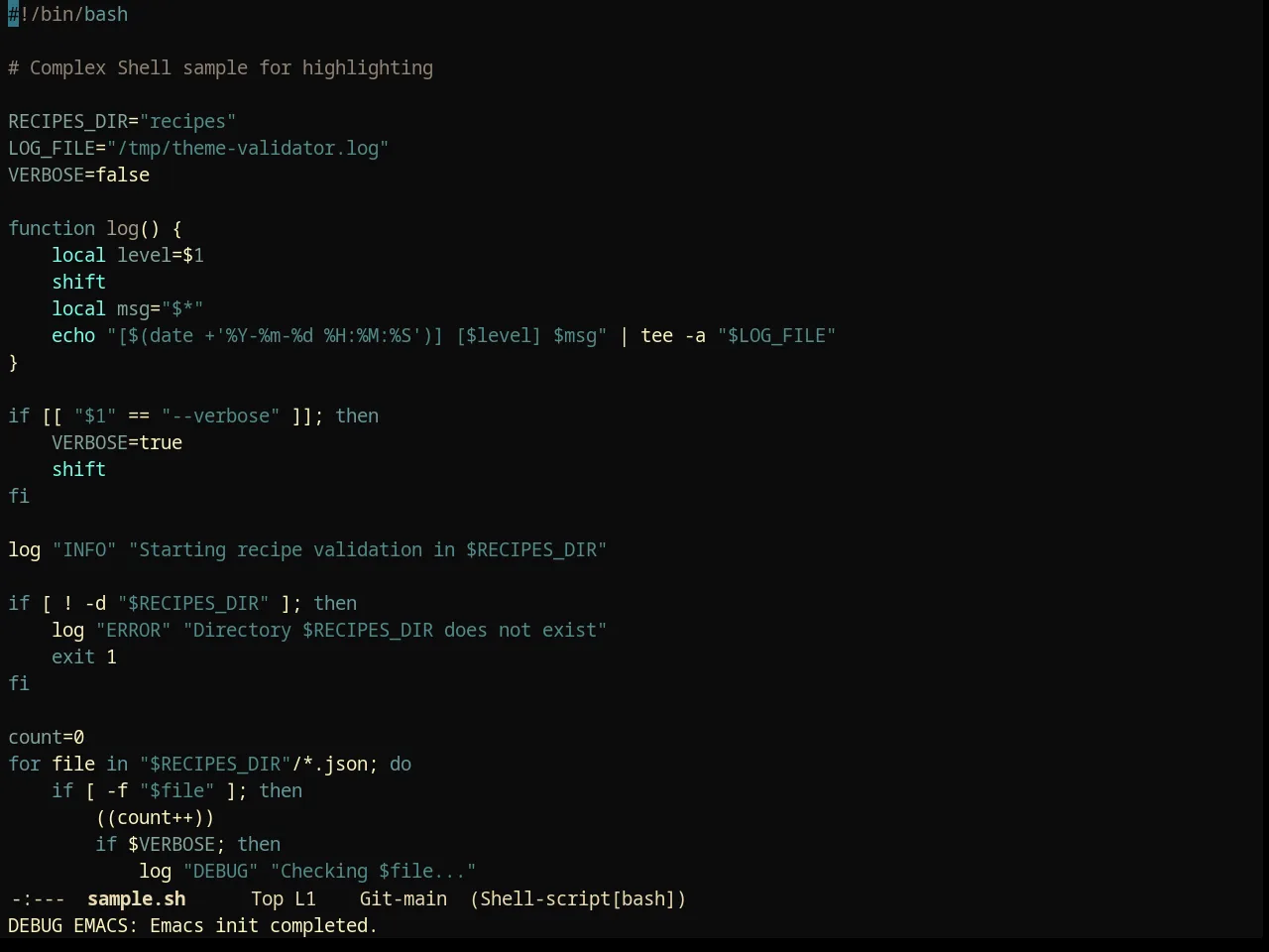 Creamsody Obsidian Theme in sh-mode