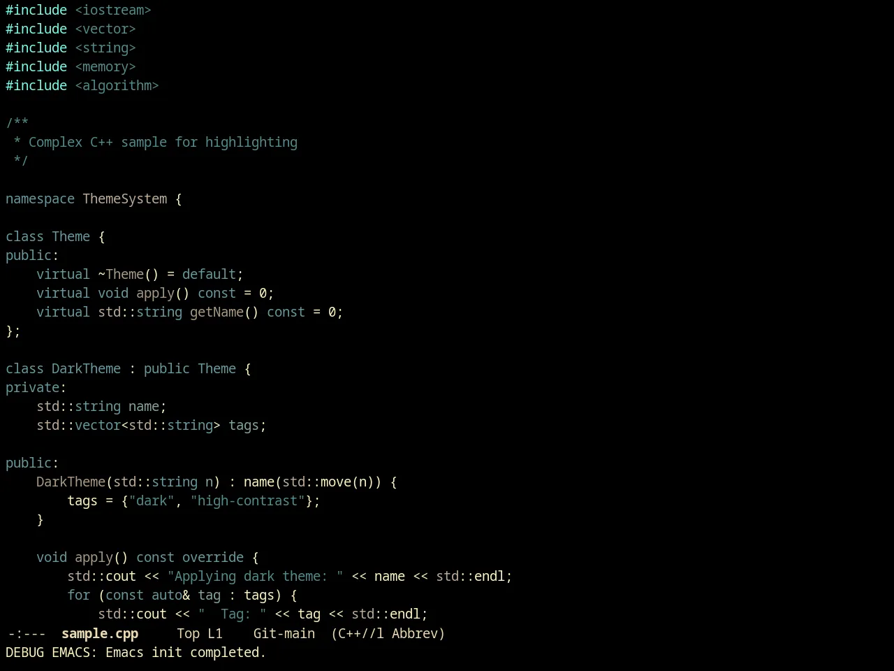 Creamsody Pitchblack Theme in c++-mode