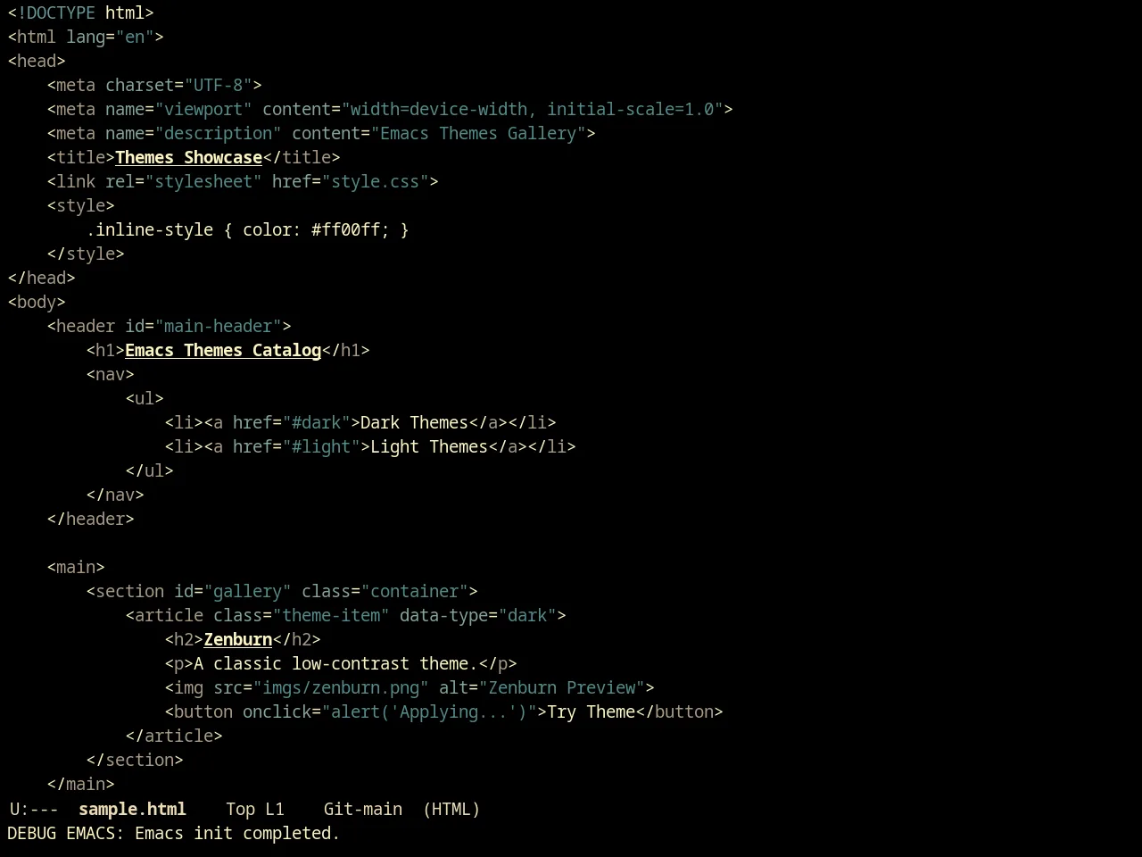 Creamsody Pitchblack Theme in html-mode