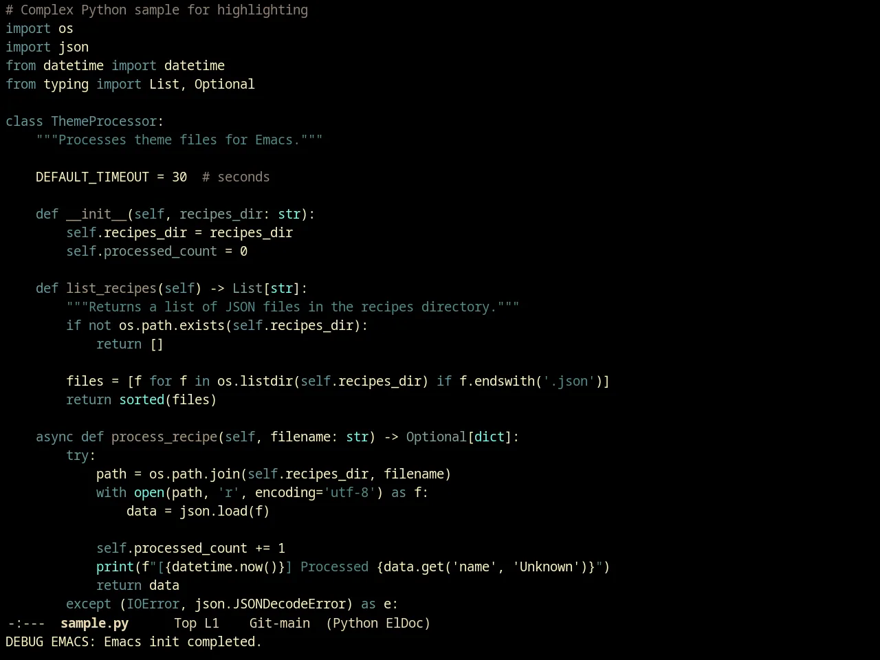Creamsody Pitchblack Theme in python-mode