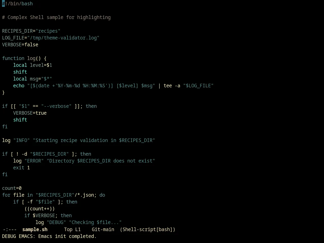 Creamsody Pitchblack Theme in sh-mode