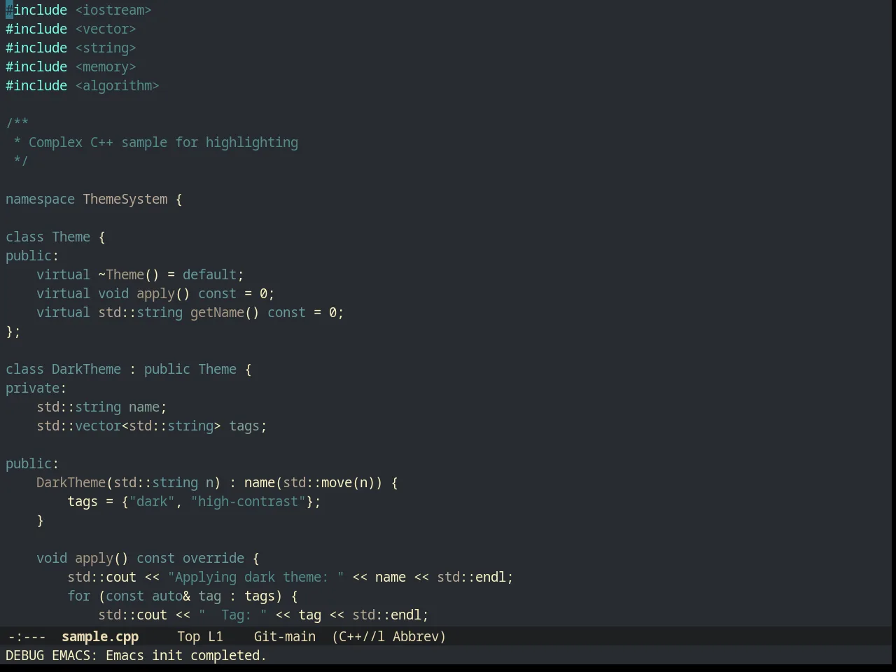 Creamsody Theme in c++-mode