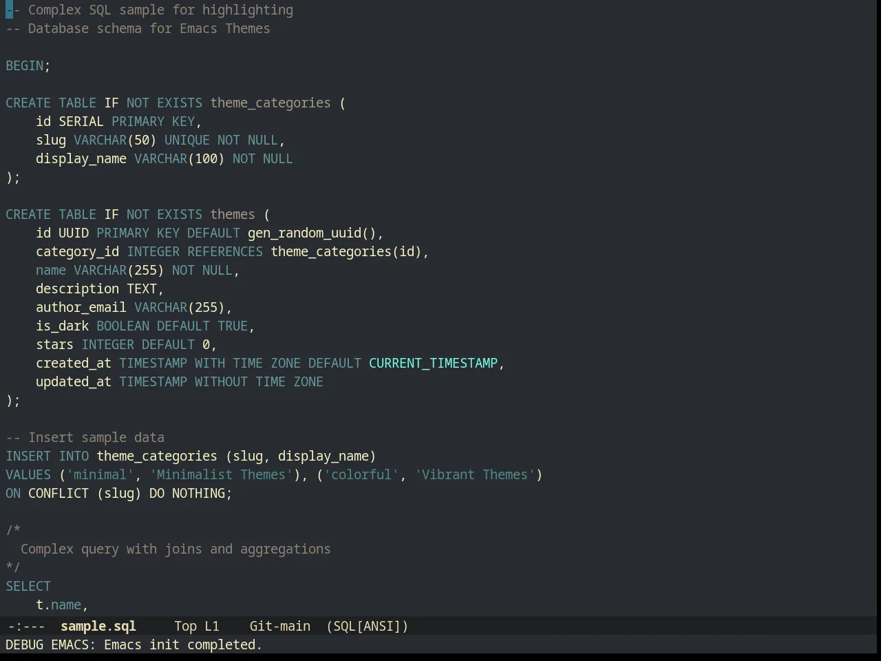 Creamsody Theme in sql-mode