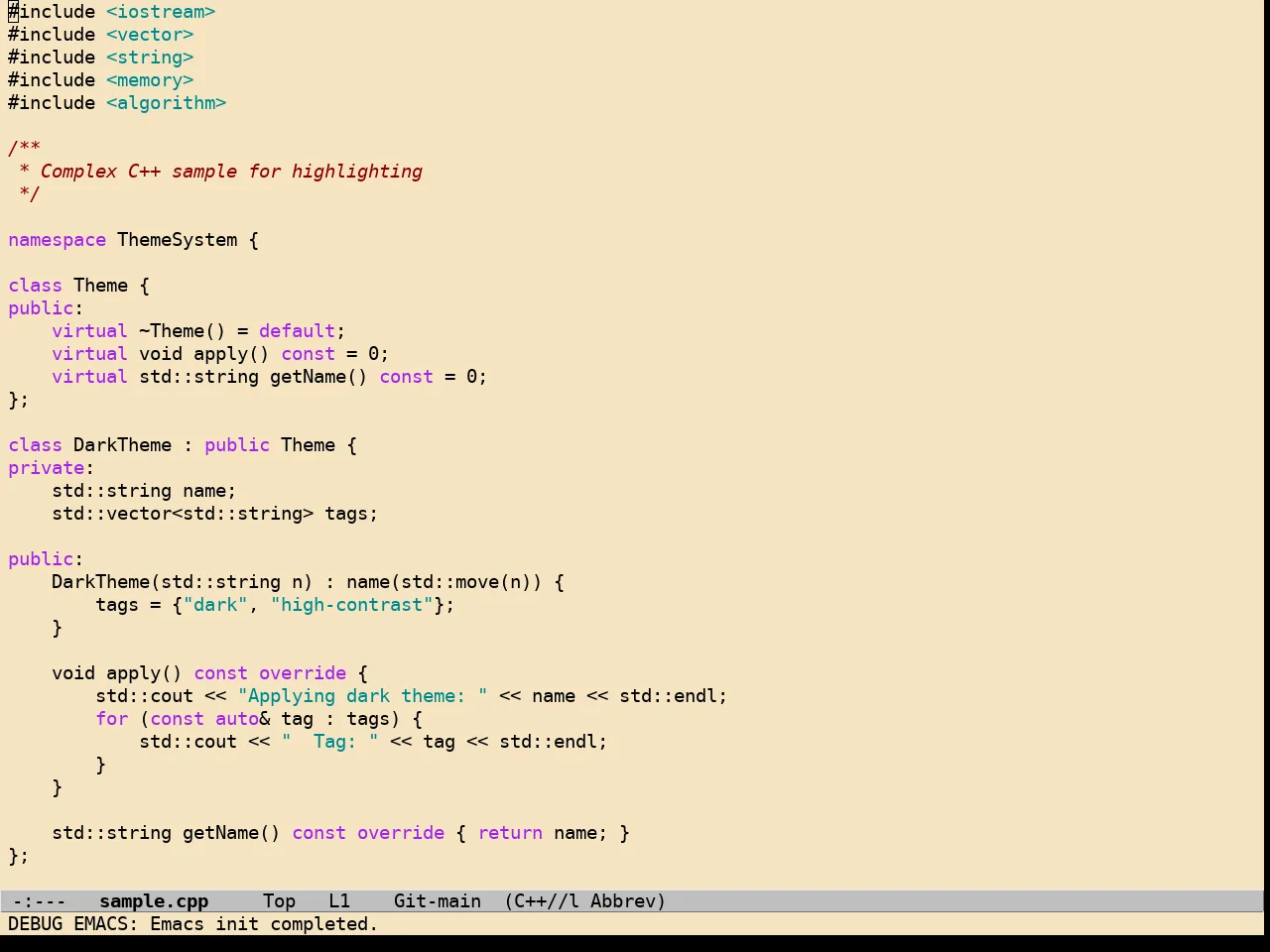 Creamy Theme in c++-mode