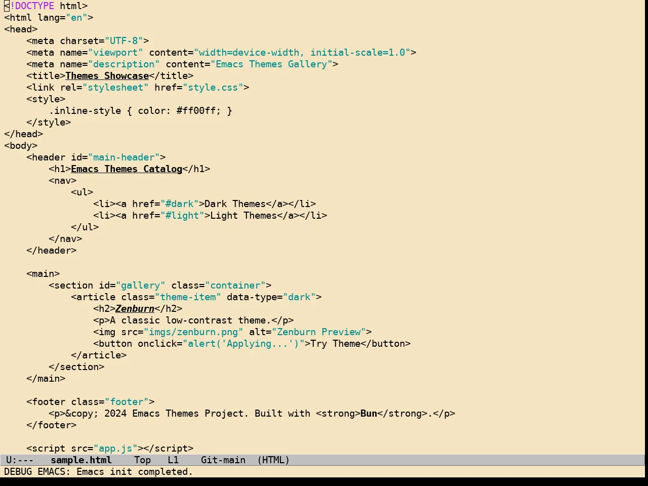 Creamy Theme in html-mode