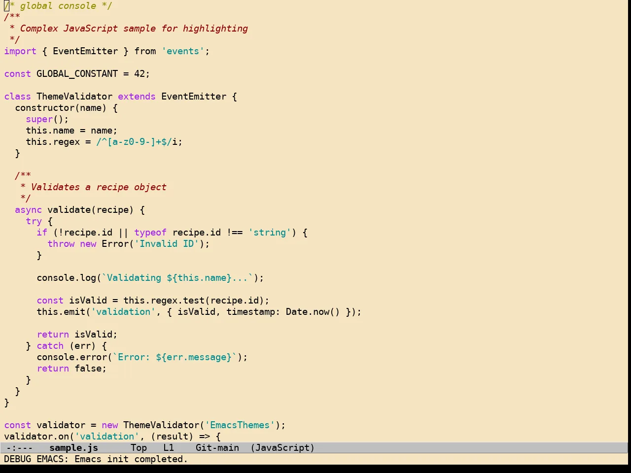 Creamy Theme in javascript-mode