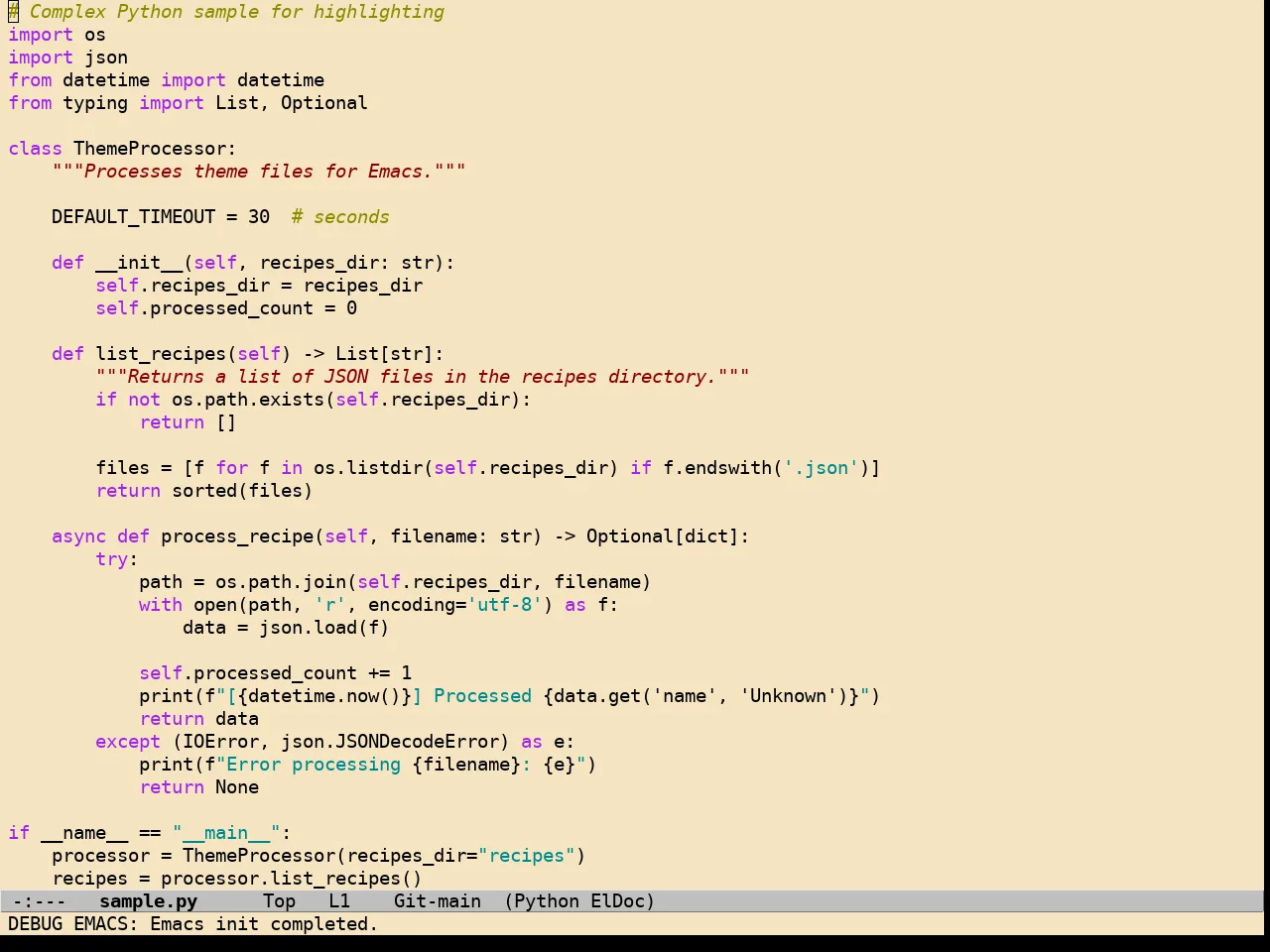 Creamy Theme in python-mode