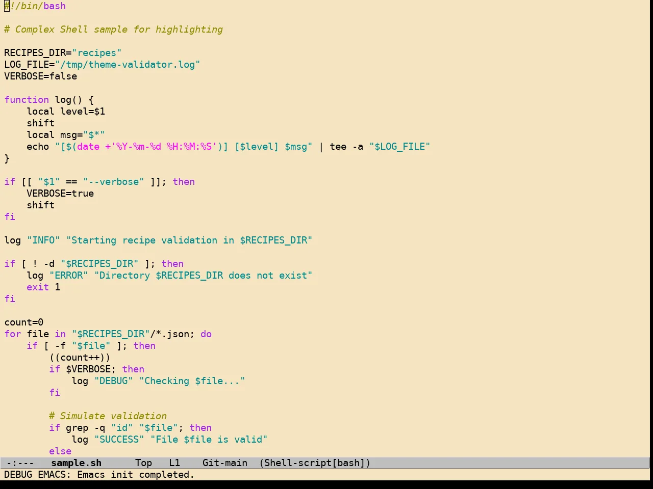 Creamy Theme in sh-mode