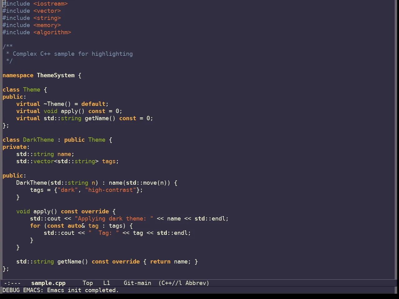Curry On Theme in c++-mode