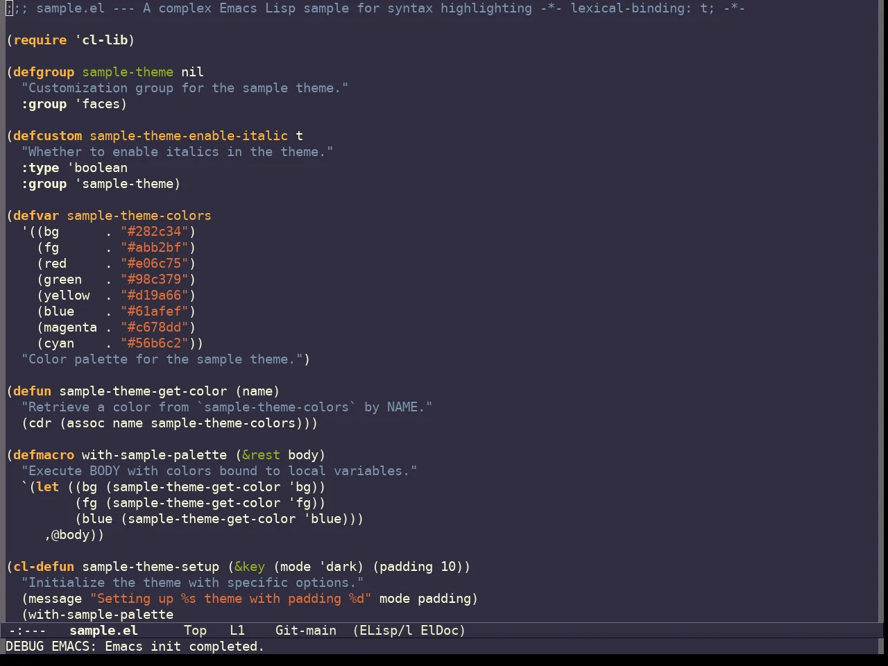 Curry On Theme in emacs-lisp-mode