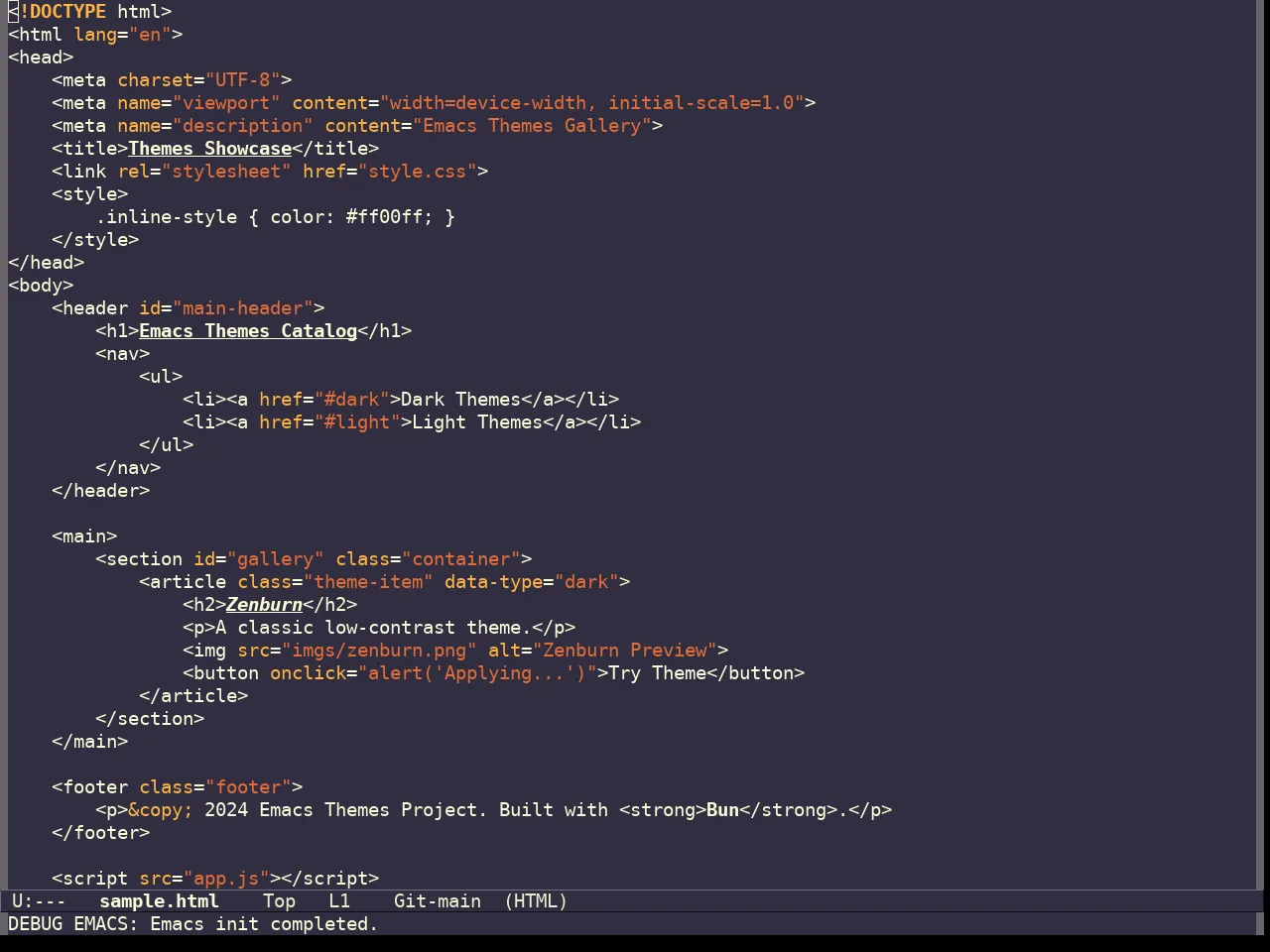 Curry On Theme in html-mode