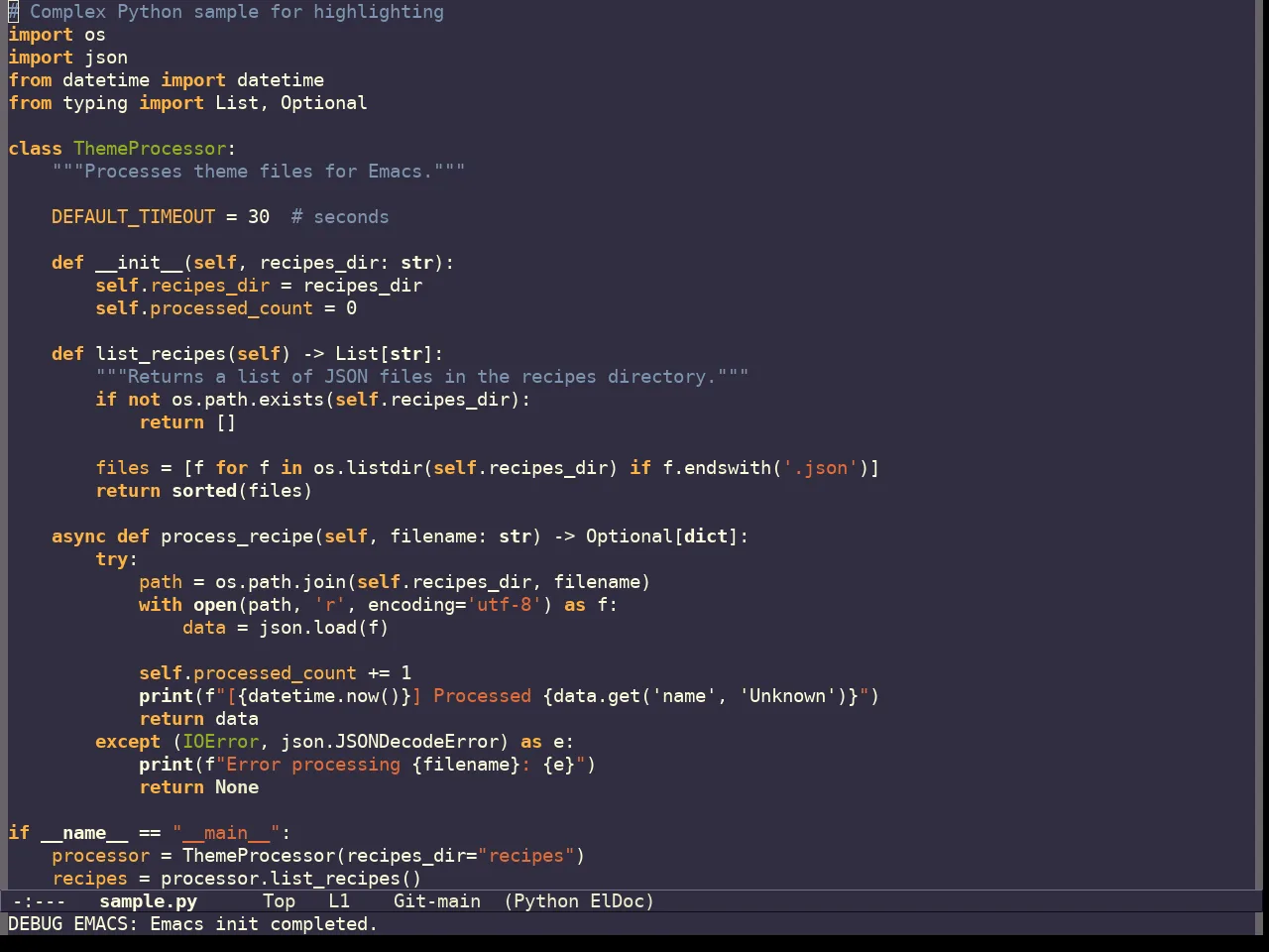 Curry On Theme in python-mode