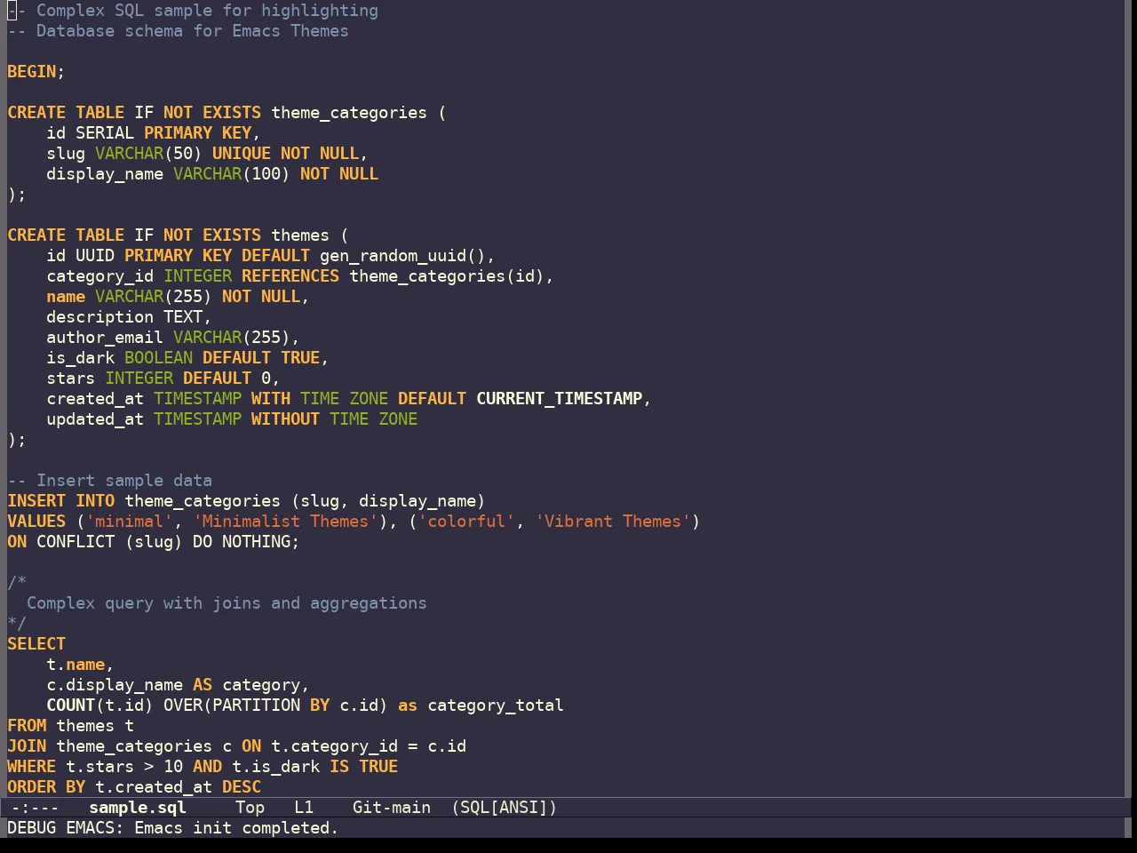 Curry On Theme in sql-mode