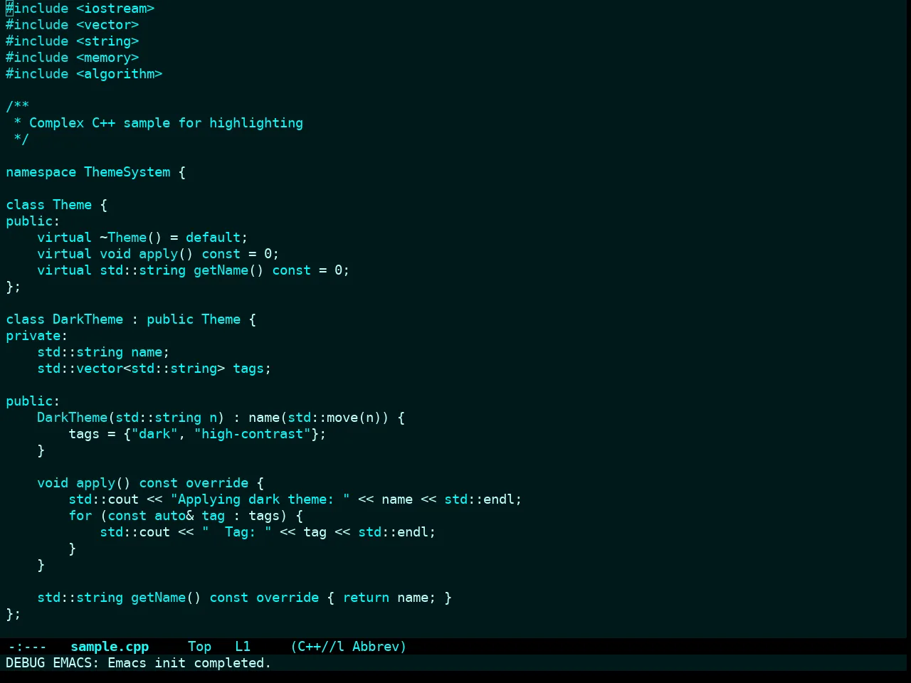 Cyanometric Theme in c++-mode