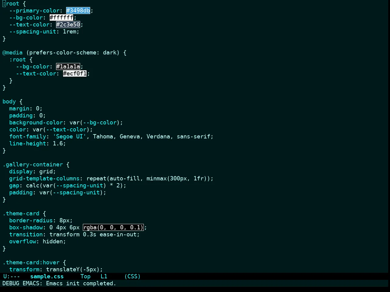 Cyanometric Theme in css-mode