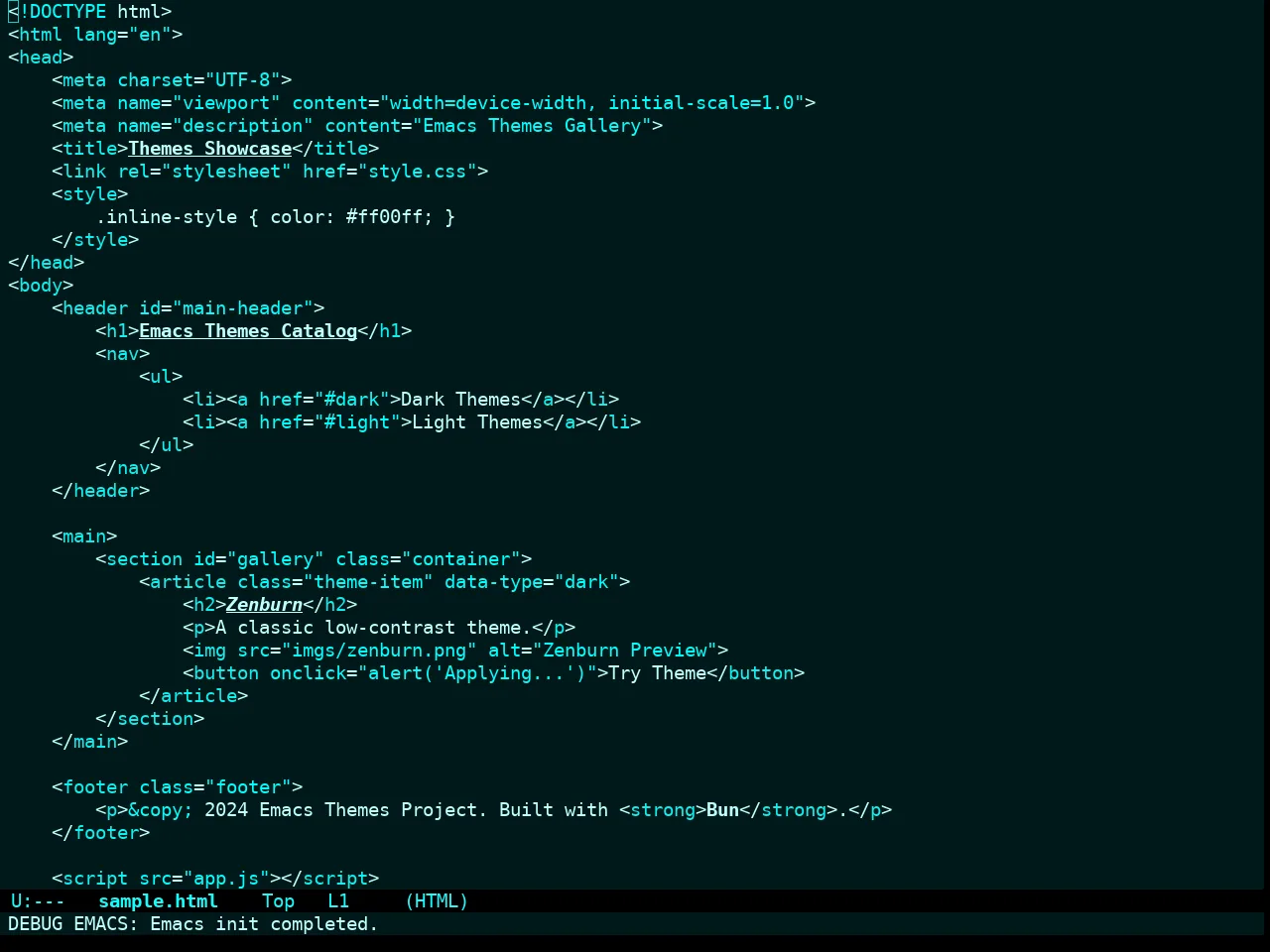 Cyanometric Theme in html-mode