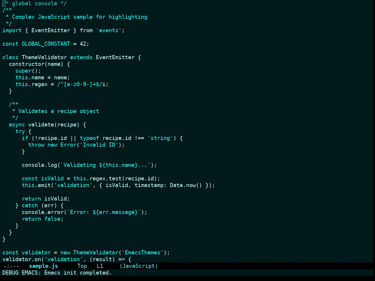 Cyanometric Theme in javascript-mode