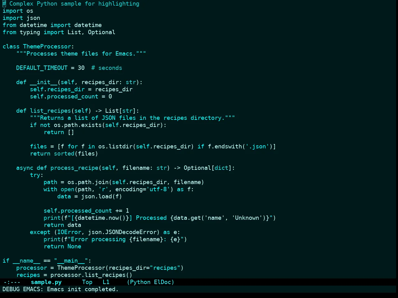 Cyanometric Theme in python-mode