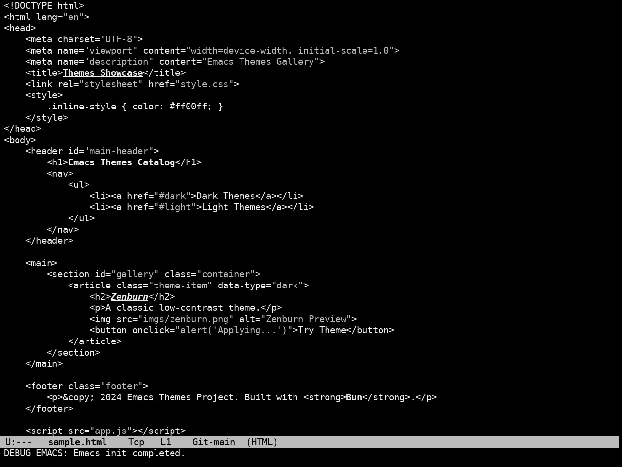 Cybercafe Theme in html-mode