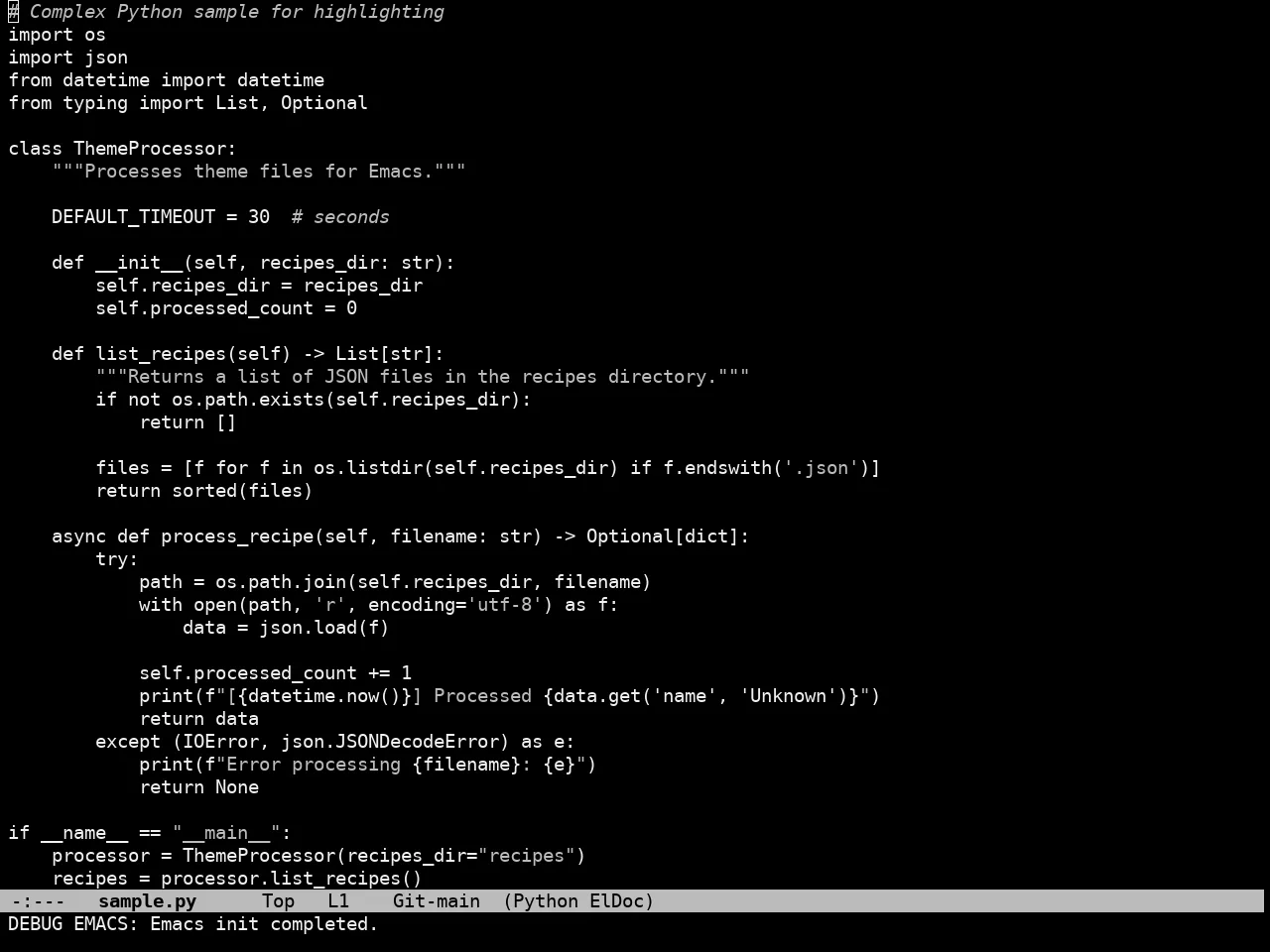 Cybercafe Theme in python-mode