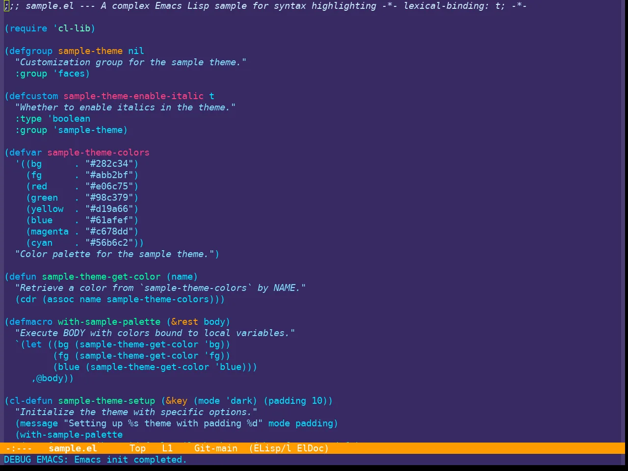Cyberpunk 2019 Theme in emacs-lisp-mode