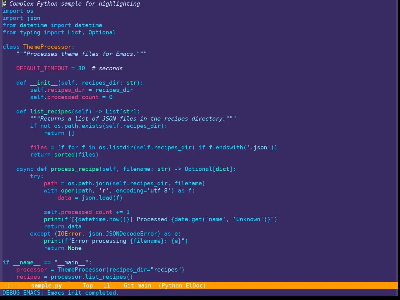 Cyberpunk 2019 Theme in python-mode