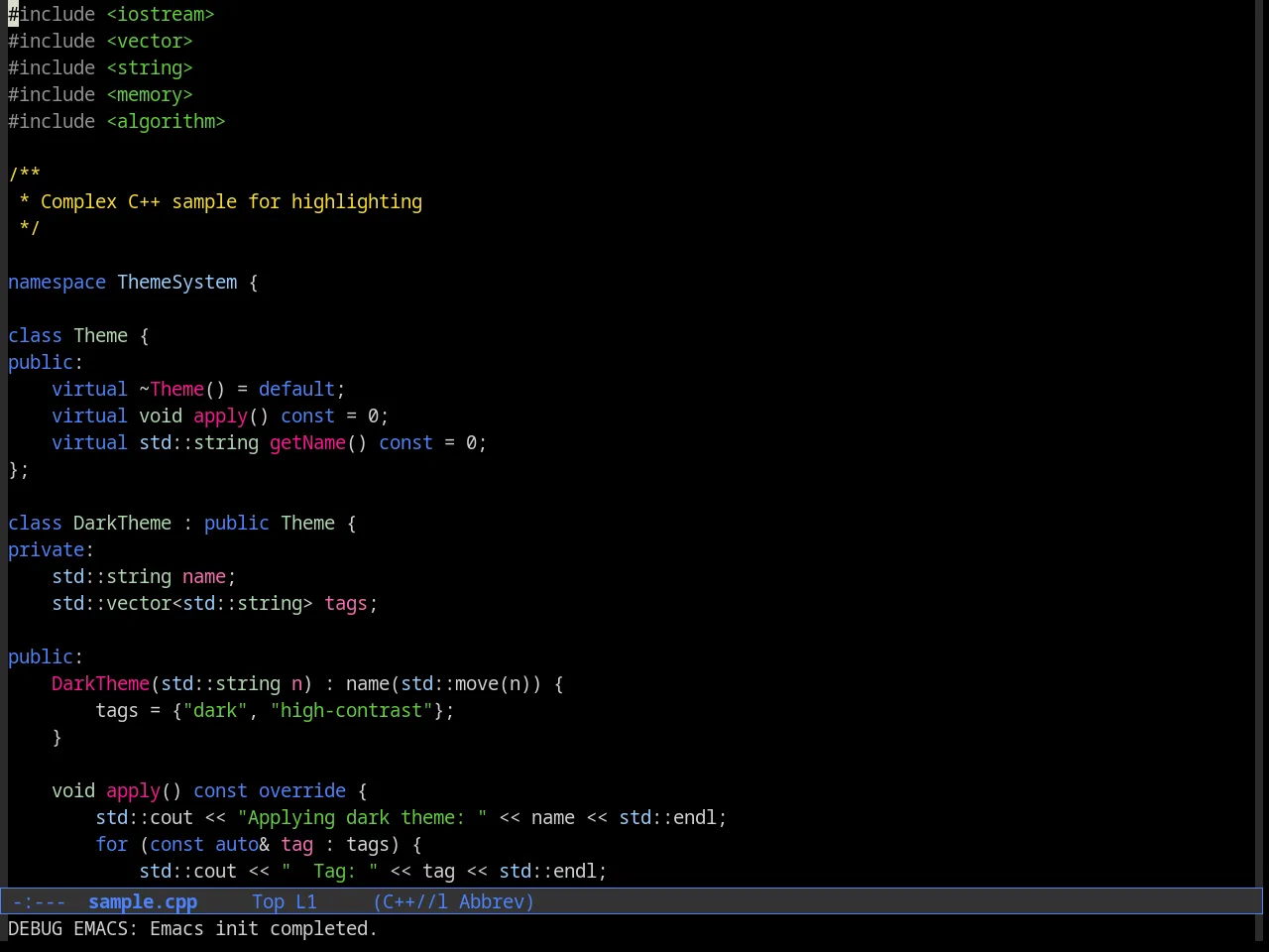 Cyberpunk Theme in c++-mode