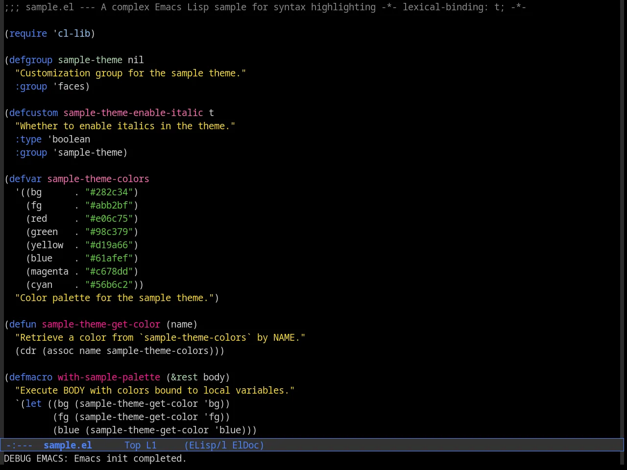 Cyberpunk Theme in emacs-lisp-mode