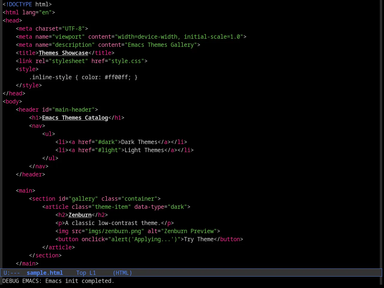 Cyberpunk Theme in html-mode