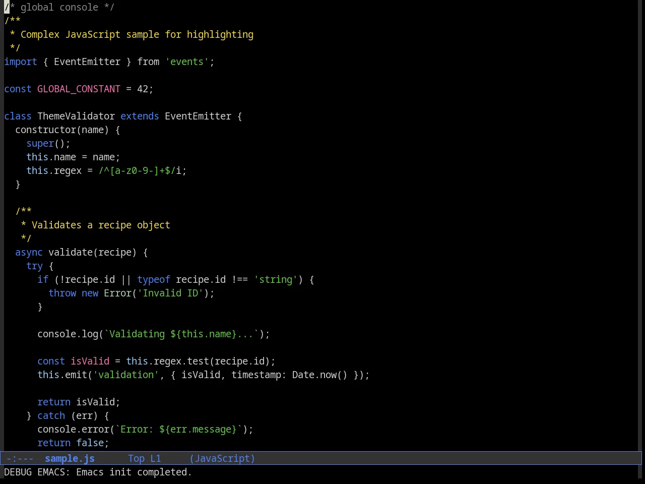 Cyberpunk Theme in javascript-mode