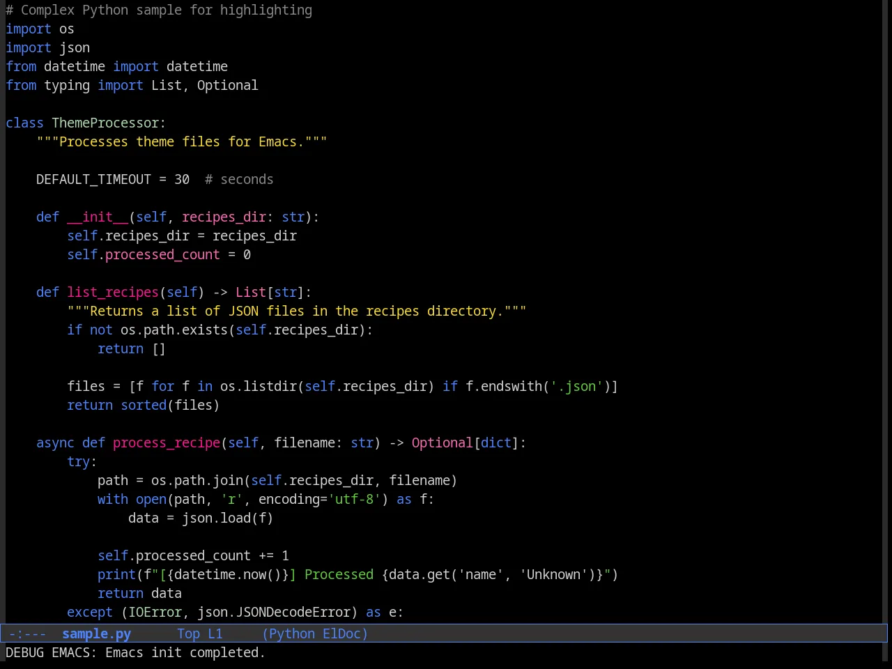Cyberpunk Theme in python-mode