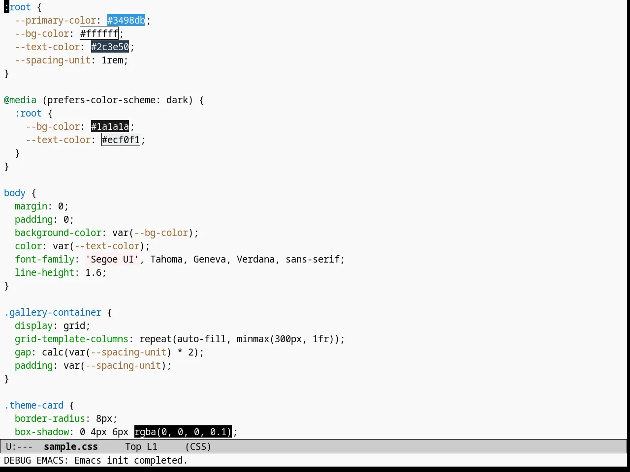Dakrone Light Theme in css-mode