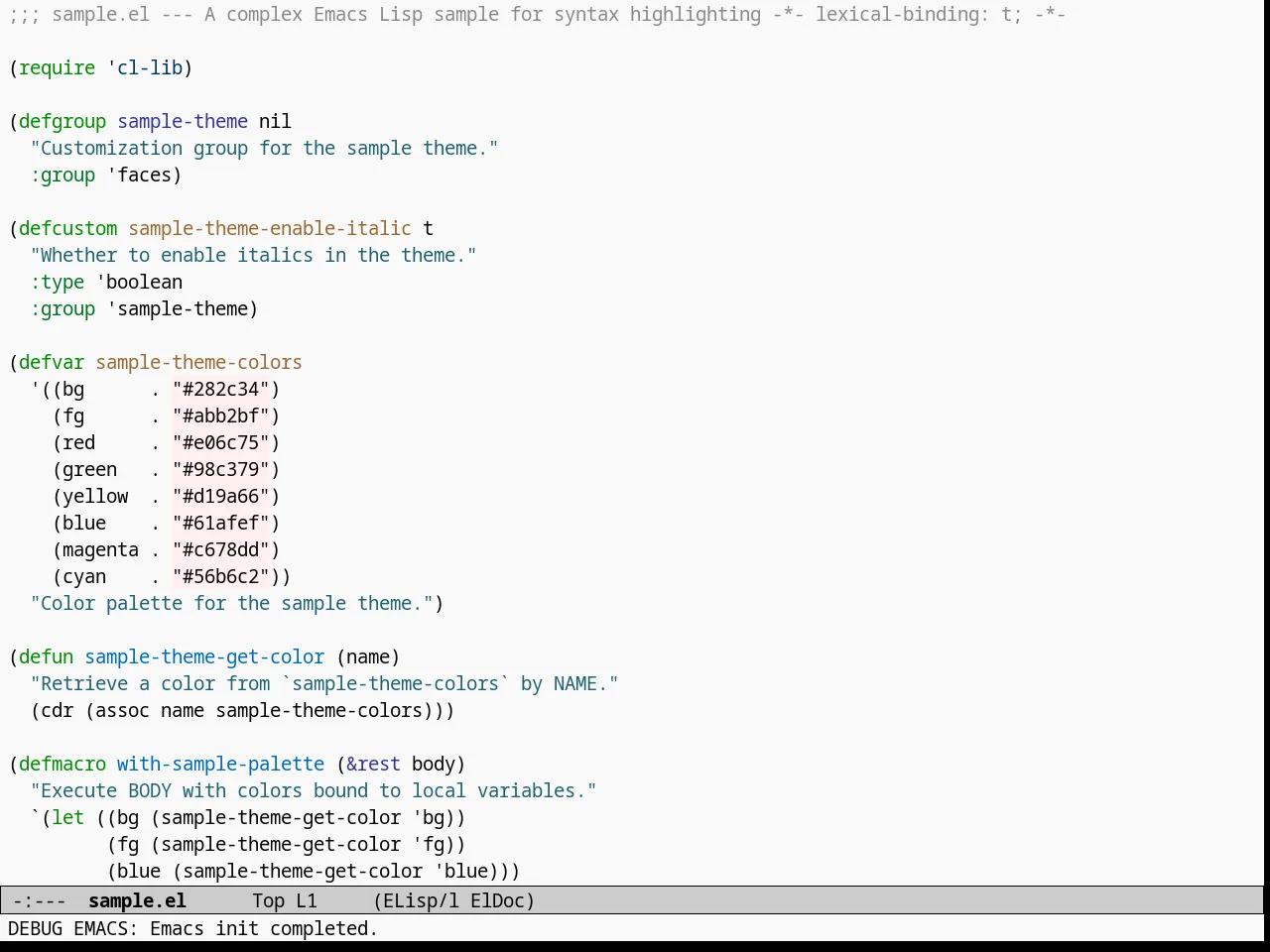 Dakrone Light Theme in emacs-lisp-mode