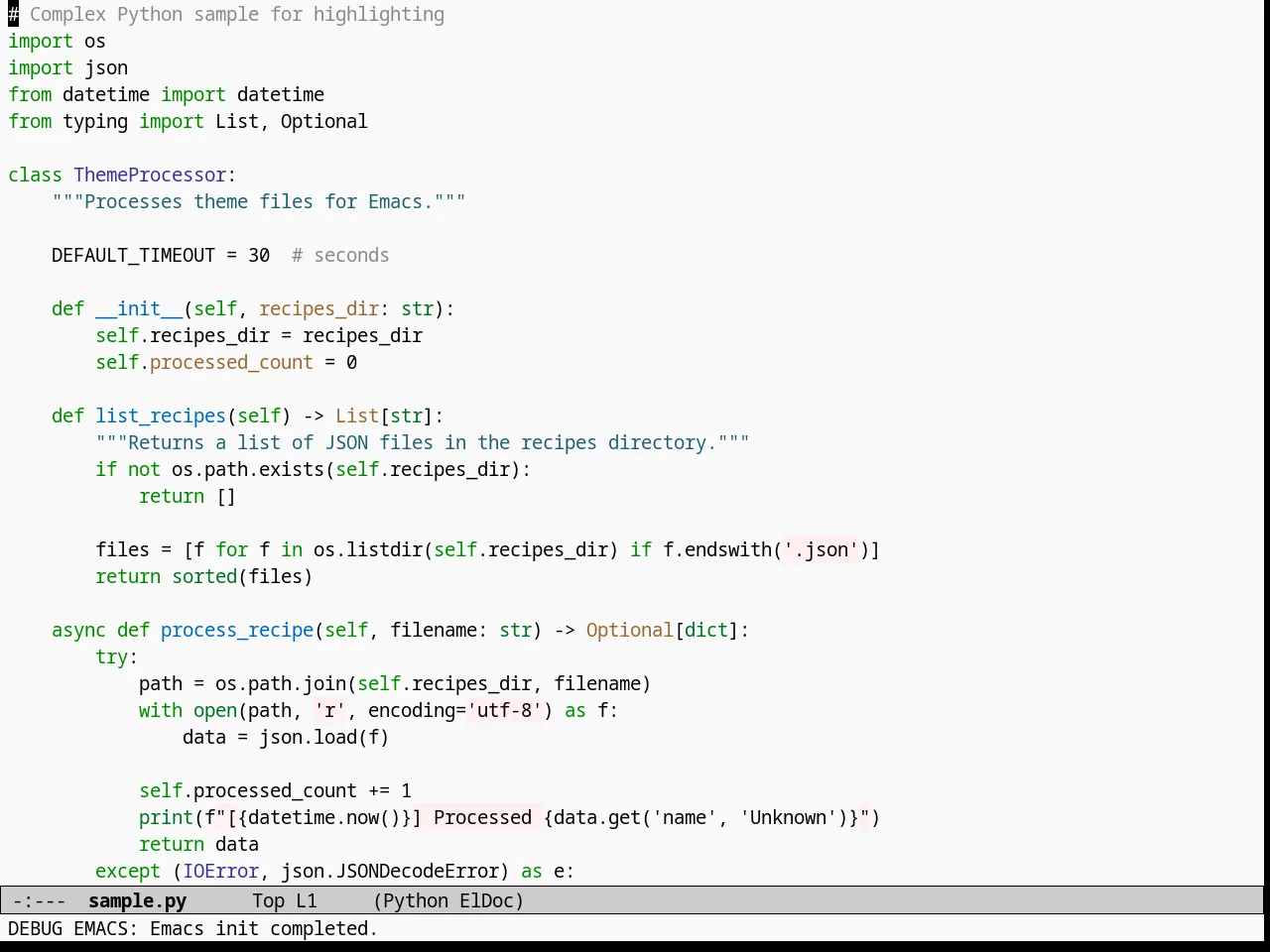 Dakrone Light Theme in python-mode