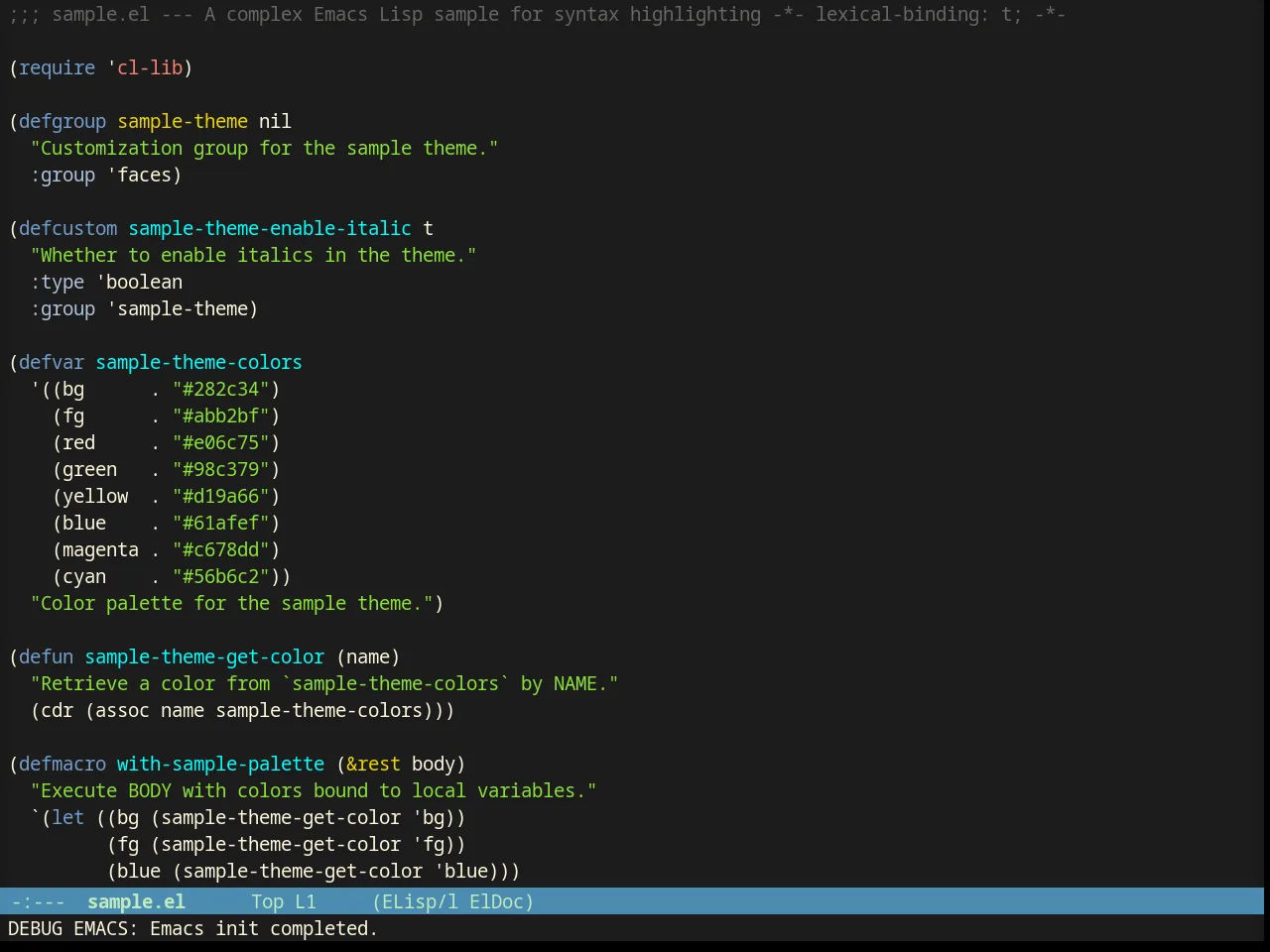 Dakrone Theme in emacs-lisp-mode