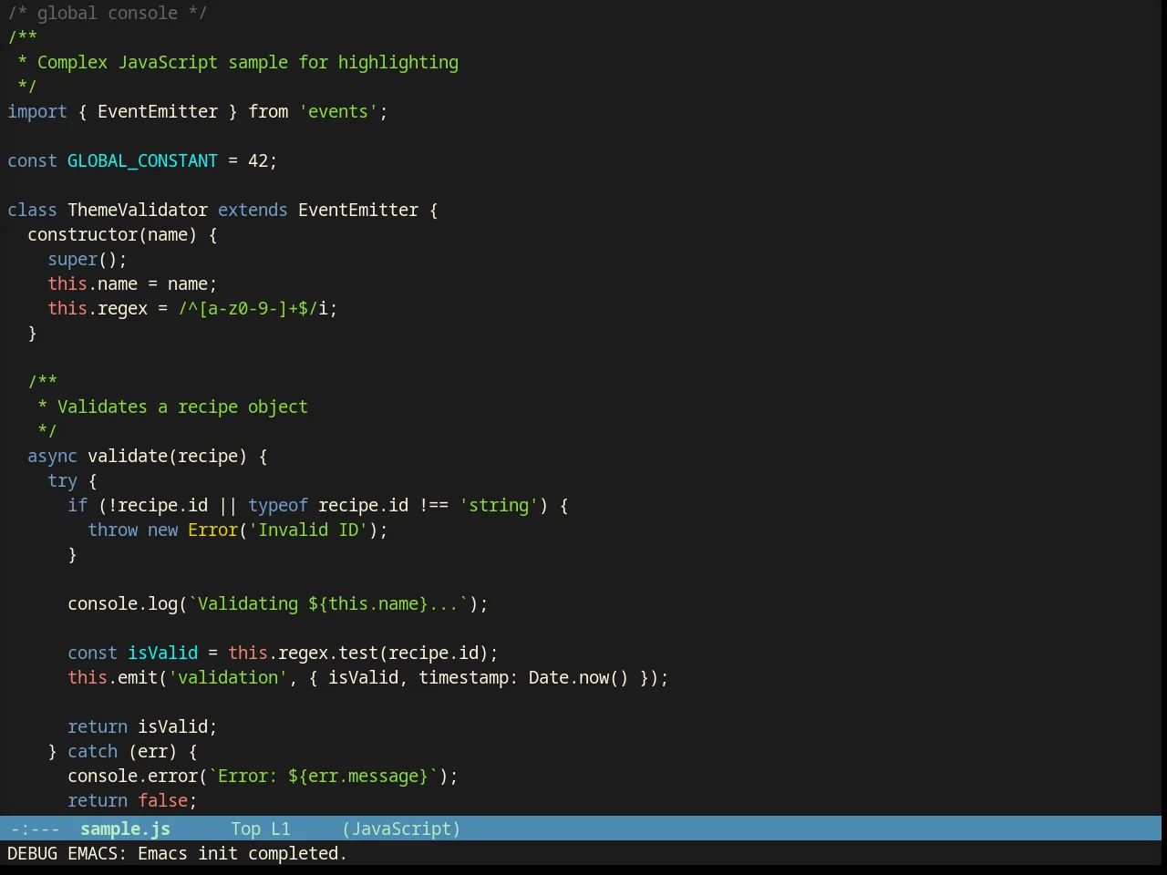 Dakrone Theme in javascript-mode