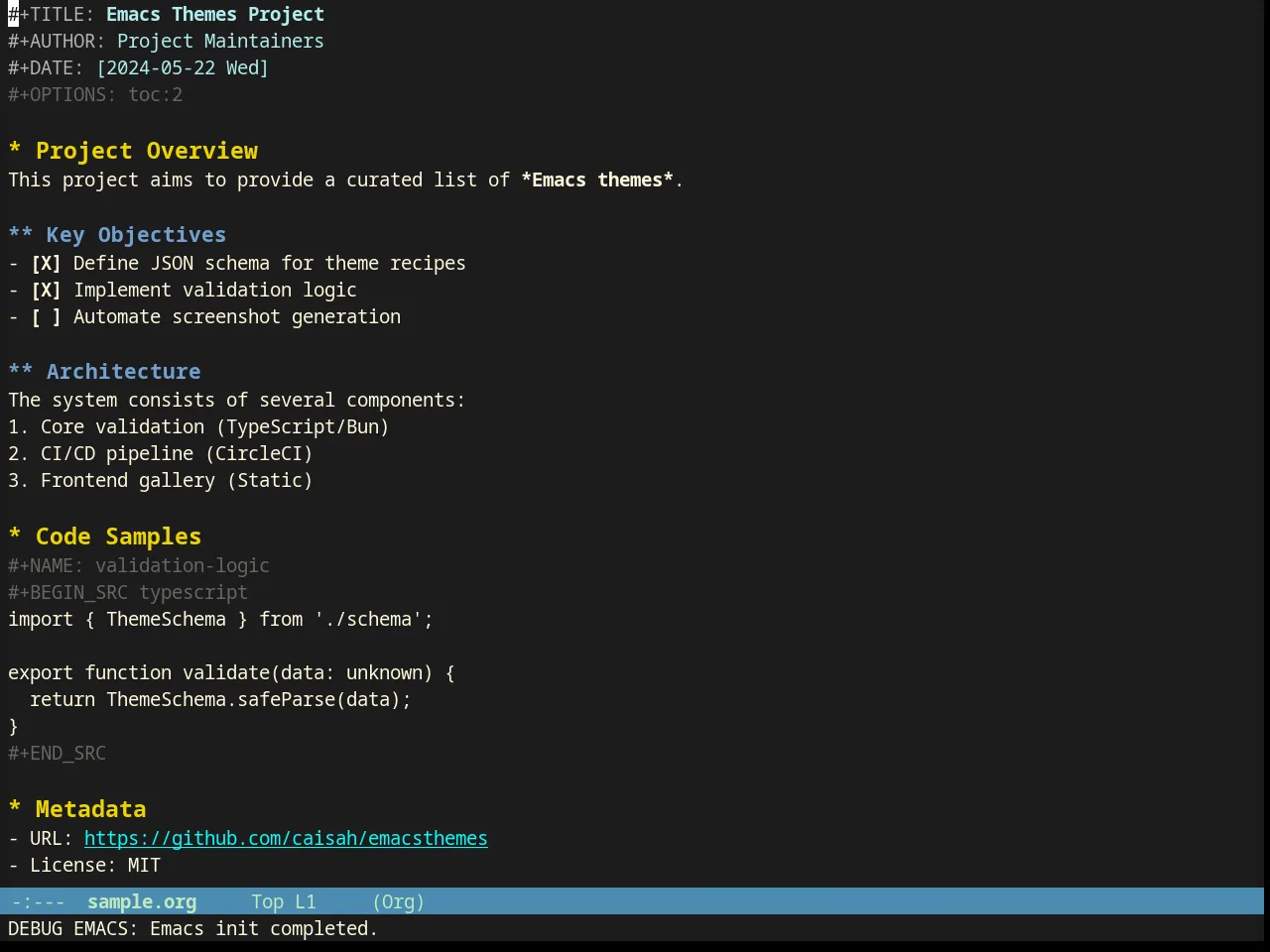 Dakrone Theme in org-mode