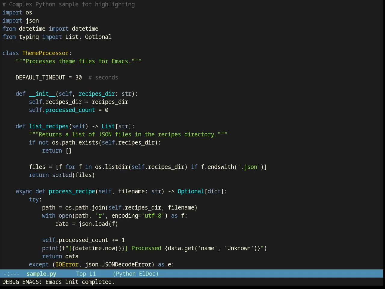 Dakrone Theme in python-mode