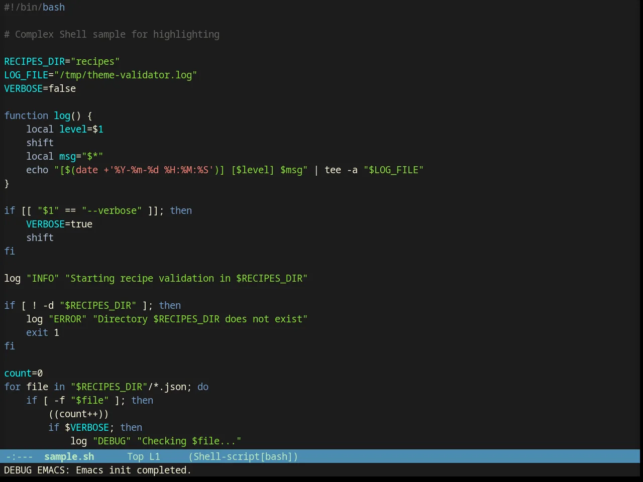 Dakrone Theme in sh-mode